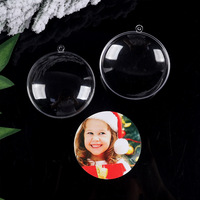 Vente en gros de haute qualité en plastique plat ouvrable avec photo à l'intérieur des boules de Noël pour le bricolage boule ronde ouverte boules de Noël pour la décoration