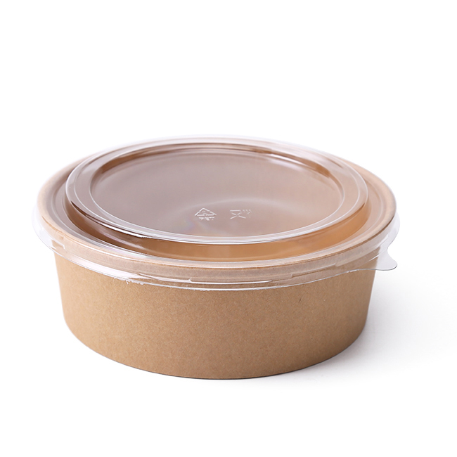 Compostable Paper Bowl With Lid Disposable Kraft Paper Salad Bowl With Lid