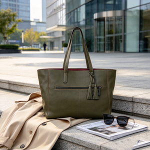 Sac fourre-tout en cuir décontracté avec pompon décoratif, grand sac à main de rangement pour le travail, les voyages et les sorties quotidiennes - Product Image 5