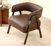 Fauteuil de loisirs moderne en acier au carbone, revêtement en cuir anti-rayures, pour la maison, le bureau, l'appartement, l'hôtel et l'extérieur
