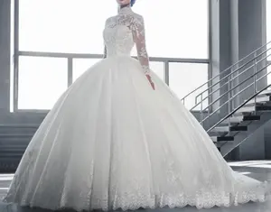 Vestido de noiva elegante, vestido de noiva com mangas compridas, apliques, corte, novia, dubai, árabe, z92770a