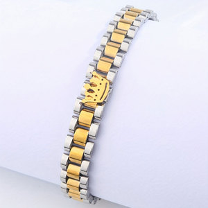 Non Tarnish 316L Stainless Steel <b>Men's</b> Fashion Bracelets & <b>Bangles</b> 14k 18k Pvd Gold Plated Crown Jewelry Bracelet for <b>Men</b> - Product Image 3
