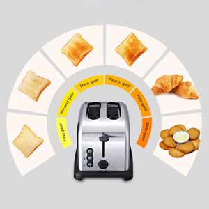 Grille-pain électrique en acier inoxydable long et fin à 4 tranches avec fonction bagel, logo personnalisé OEM, 120V 220V 240V - Product Image 4