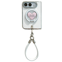 Étui de téléphone pliable à pois pour femmes, mignon, avec miroir, pour iPhone Duo, coque de protection avec bracelet
