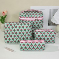 4PCS Set Tas Makeup Besar Bermotif Bunga, Ringan, Tahan Lama, Organizer Kosmetik, Kantong Ritsleting untuk Perjalanan, Penyimpanan, Dapat Digunakan Kembali
