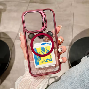 Coque de téléphone magnétique transparente en PC avec support de caméra intégré et anneau de protection pour iPhone 17 16 15 Pro <span class=keywords><strong>Max</strong></span> - Product Image 1