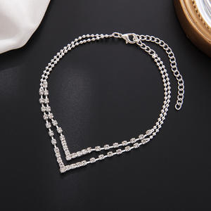 क्रॉस-बॉर्डर नए वी-आकार के ट्रेंडी मिश्र धातु सोने की प्लेटेड टखट राइनस्टान क्लैव सरल बहु-परत गर्मियों समुद्र तट महिलाओं के ए 035 - Product Image 6