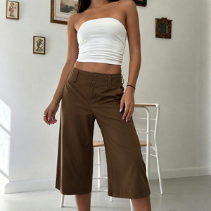 Pantalones Cortos Bermuda Casuales de Verano, Tejidos, de Lona Transpirable, de Cintura Baja, Holgados y Relajados, de Color Liso Sencillo - Product Image 4