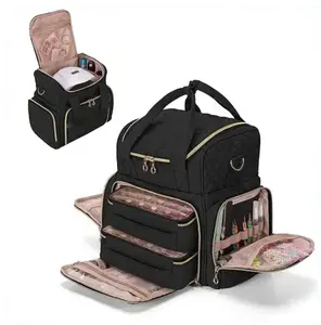 Double Layer Nail Bag Backpack Nail Organizer Carrying Case Polish Storage Bag Nail Tech Bag With Holds 56 Bottles