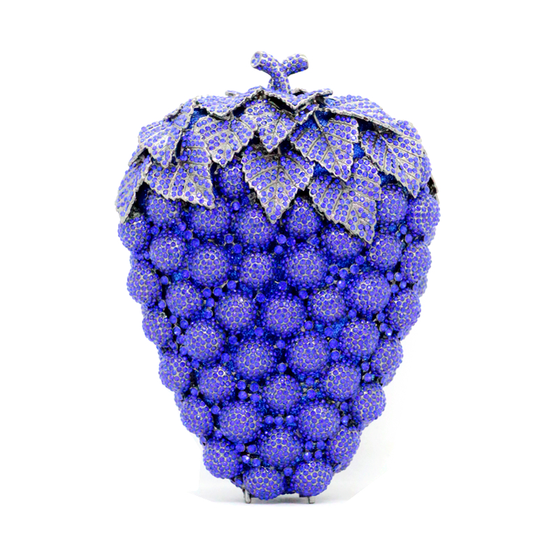 New Style Purple Grape Luxury Crystal Bags Women Banquet Purse Ladies Evening Bags Diamond Clutch Bags Wristlets Handbags