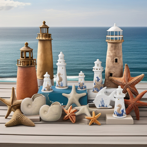 เหยือกเซรามิกรูปดาวทะเลสำหรับตกแต่งฤดูร้อนรูปทรงเปลือกหอยและประภาคารการตกแต่งฤดูร้อน - Product Image 5