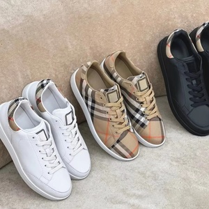 2026 New Premium Men's Check Plaid & Leather Low-Top Sneakers Casual Lace-Up Shoes in 3 Colors - Product Image 1