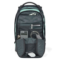 Sac à dos multi-poches élégant dégradé menthe pour étudiants, sac d'école pour garçons avec compartiment pour ordinateur portable