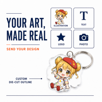 Porte-clés en acrylique Anime, acrylique transparent de qualité supérieure, personnalisable, vente en gros, OEM, fermoir à déclenchement, impression UV vive, impression d'illustrations personnalisées