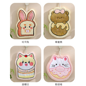 ผ้าเช็ดมือการ์ตูน ผ้าขนแกะปะการัง ซึมซับได้ดี ผ้าเช็ดตัวขนาดเล็กสำหรับใช้ในบ้าน รูปทรงสี่เหลี่ยมผืนผ้า ปรับแต่งโลโก้ได้ - Product Image 1