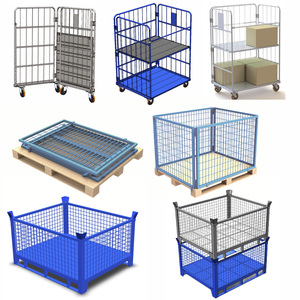 Jaula metálica de rejilla de doble puerta de partición de carro de logística plegable del fabricante de suministro directo para almacenamiento de carga de equipos - Product Image 6