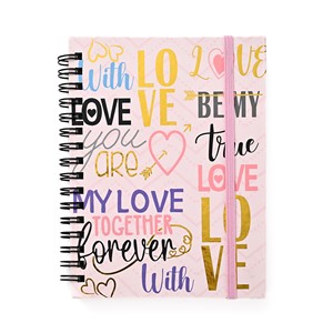 Cuaderno de tapa dura con espiral, negro, A5, con estampado de <span class=keywords><strong>citas</strong></span> románticas, para adolescentes, para escribir en el diario y como regalo, al por mayor - Product Image 1