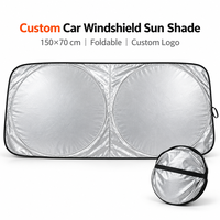 Pare-soleil pliable personnalisé pour pare-brise de voiture, double anneau réfléchissant argenté, couverture de fenêtre avant 150x70cm pour cadeaux promotionnels automobiles