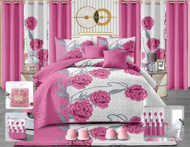 Nuovo design king size 24 pezzi copripiumino set biancheria da letto con set da bagno coordinato foglio piatto 26 pezzi set king size