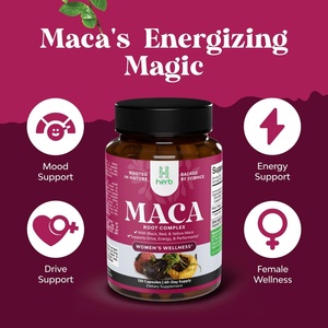 Cápsulas de Maca Cruda Extra Fuerte de 1500MG, Marca Privada OEM/ODM, Cápsulas de Raíz de Maca Negra para Aumentar la Energía en Hombres - Product Image 3