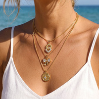 Colliers tendance en acier inoxydable avec pendentifs en strass pour femmes, accessoires quotidiens étanches en PVD 18K, bijoux de mode