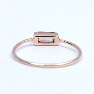 แหวนเงินแท้ 925 ประดับพลอยทัวร์มาลีนสองสีทรงแตงโมเจียระไน สำหรับผู้หญิง - Product Image 4