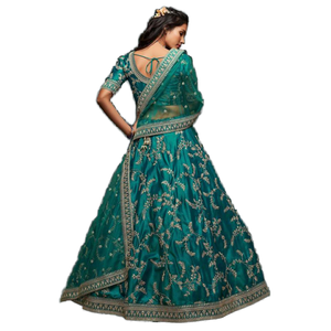 El mayor hilo verde bordado arte seda boda ropa Lehenga Choli con detalle de bordado Premium - Product Image 1