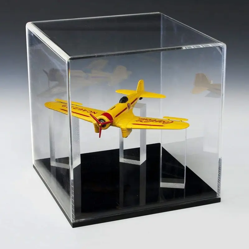 Single Model Display Box Clear Acrylic Model Plane Display Case Model Airplane Car Ship Display Cases with Black Bases