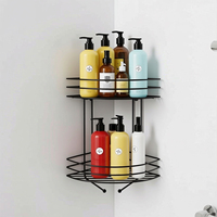Étagère d'angle triangulaire à 2 niveaux en fil métallique, pour comptoir ou fixation murale, organisateur de rangement pour salle de bain et cuisine
