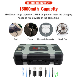 เครื่องจั๊มสตาร์ทรถ12V แบตเตอร์สำรอง18000mAh ความจุสูงพกพาได้ - Product Image 4
