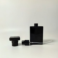 Flacon de parfum carré en verre noir de 30 ml, vide, avec bouchon en T, imprimé sérigraphié, emballage pour diffuseur à bâtonnets – Vente en gros