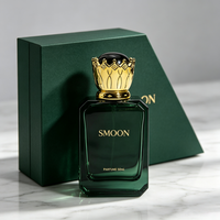 Flacon de parfum de luxe au design moderne, flacon de parfum vide en verre vert 50ML, flacon de parfum avec boîte, flacons de parfum avec couvercles dorés