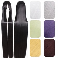 Perruque unisexe extra-longue de 150 cm, cheveux raides épaissis, 700g, fabriquée à la machine, noir, argent, blanc, rouge, jaune, polyvalente, style ancien