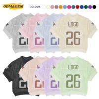 Strickwarenhersteller Maßgeschneidertes Logo V-Ausschnitt Kurzarm Ausgehöhltes Häkel-T-Shirt Strickpullover Fußball-Basketball-Trikots