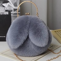 Sac à main Princesse en fausse fourrure, nouveau sac à chaîne, sac à main mignon avec oreilles de lapin, rose adorable