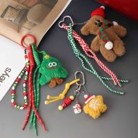 Porte-clés personnalisé pour sac de Noël avec breloque en forme de sapin, cordon tressé perlé, décoration de sac à main pour les acheteurs en gros de cadeaux de fin d'année