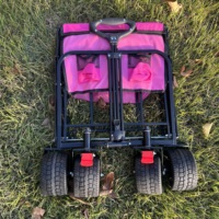Chariot de transport pliable à quatre roues en acier pour bagages, idéal pour la plage et le jardin