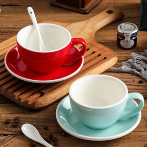 Taza <span class=keywords><strong>de</strong></span> Cerámica <span class=keywords><strong>para</strong></span> Capuchino con Diseño Europeo <span class=keywords><strong>para</strong></span> Latte Art, 300 ml, Juego <span class=keywords><strong>de</strong></span> Taza y Platillo <span class=keywords><strong>de</strong></span> Colores - Product Image 5