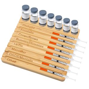 Plateau à seringues en bambou avec 8 emplacements, porte-bouteilles en bambou, boîte de rangement pour esthéticiennes, infirmières et fournitures médicales. - Product Image 1