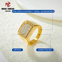 Bague Tête de Cheval en Acier Inoxydable Plaqué Or avec Diamants, Style Hip Hop Tendance pour Hommes