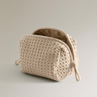 Pochette de voyage de beauté grande capacité avec logo personnalisé, en tissu gaufré imperméable avec fermeture éclair pour le rangement des cosmétiques