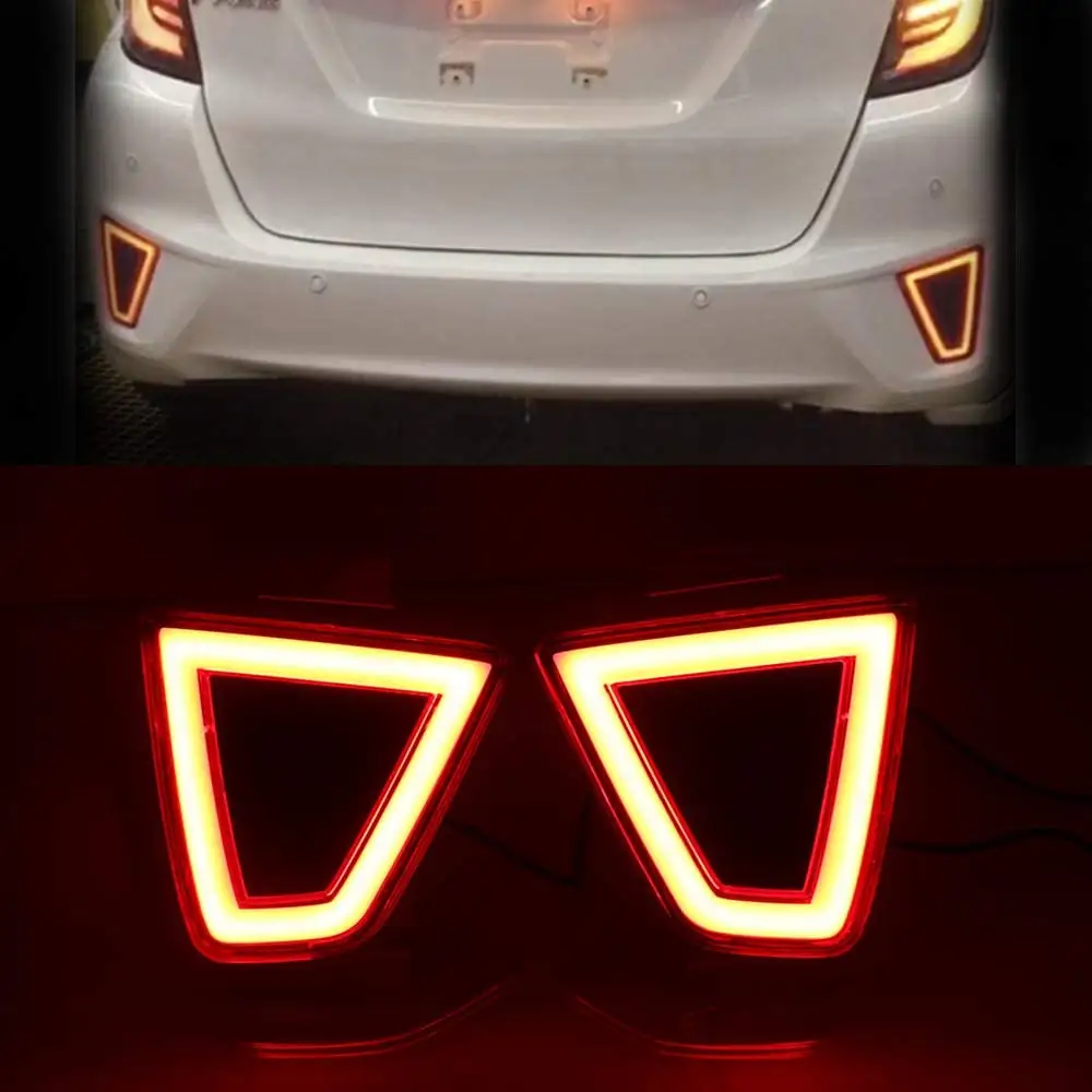 Super Bright Rear Lights Brake Lamp for Honda Fit 2014 2015 Car Bumper Reflector Lamps Tail Lights Assemblies Quadrangle Type