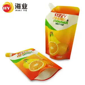 150ml Orange banana Soda Drink Package With Suction Nozzle Stand Up Spout Pouch For Fruit Juice