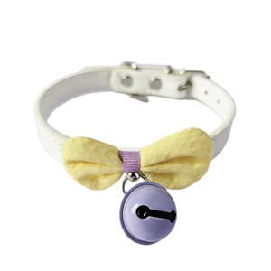 Collar para mascotas Wangwuwu amarillo ajustable con lazo y campana para perros pequeños - Product Image 5