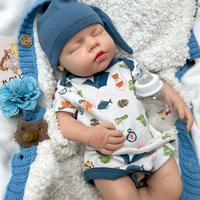 Poupées Reborn en Silicone Intégral Noah de 20 Pouces, avec Fonction Boire et Yeux Fermés, Sucette Disponible, Jouets Interactifs