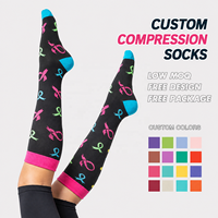 Chaussettes de compression sportives montantes pour infirmières, hommes et femmes, pour le travail en longue durée, respirantes, design personnalisé, fournisseur en gros