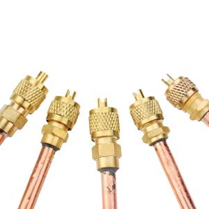 Copper Refrigerant Charging <b>Valve</b> With Quick Connector For Air Conditioner And Refrigerator Freezer <b>Parts</b> 75*0.7 120*0.7 - Product Image 1