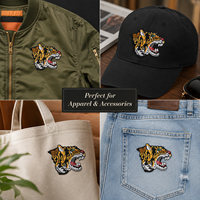 Patchs brodés personnalisés avec visage de tigre, design personnalisé, applique animale haute densité pour vêtements, vestes, casquettes et sacs