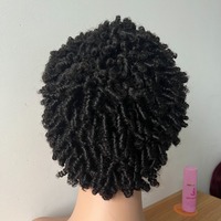 Perruques sans colle en cheveux humains Remy noirs afro bouclés de qualité supérieure, avec frontal en dentelle 13x4 d'oreille à oreille, coupe courte de 6 pouces pour femmes