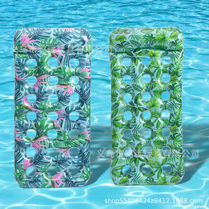 Mingyuan <b>Inflatable</b> Floating Deck Chair Leaf Print 185x86cm Perforated Design Water Breathable Adult <b>Float</b> - Product Image 3